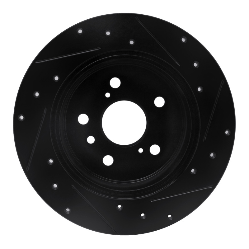 Toyota Avalon Brake Rotor (1) - Rear Left - R1 Concepts - Drilled & Slotted - Black - `00-`04